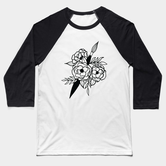 Flowers and Paint Baseball T-Shirt by The Paintbox Letters